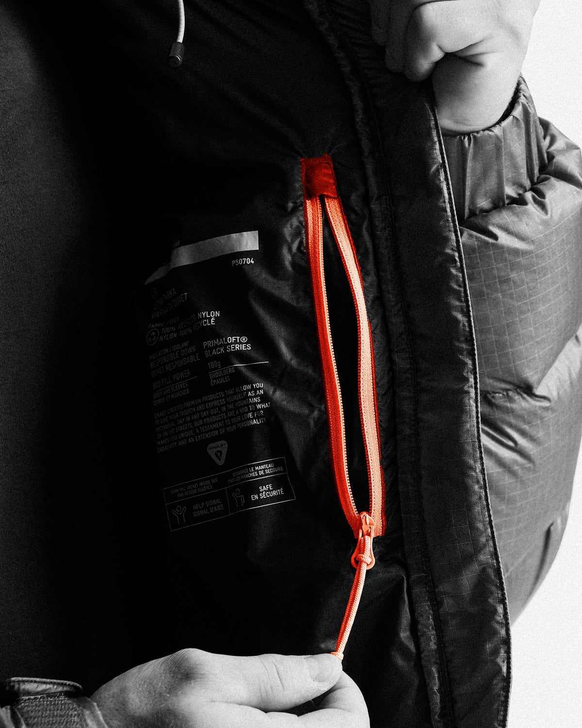 Internal zipped chest pocket